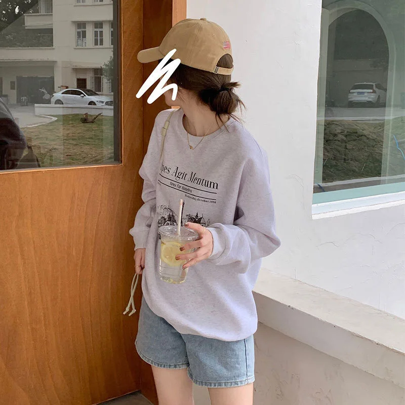 

2021 Korean Style Loose round Neck Sweater for Women Ins