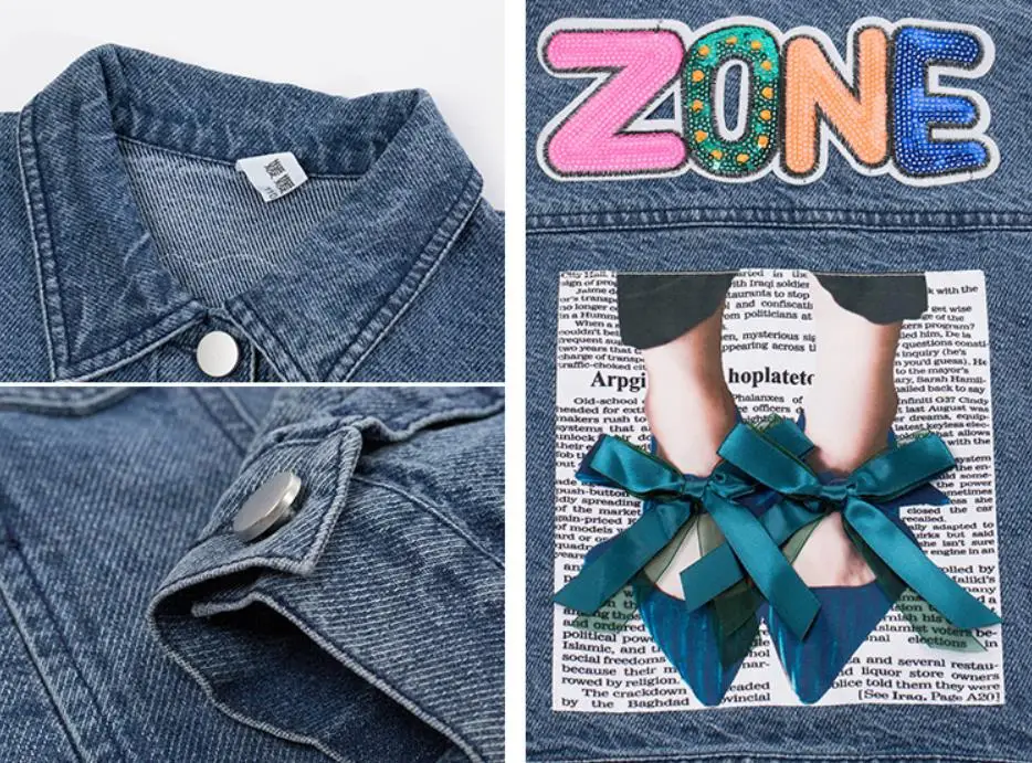 

2020 spring autumn back embroidery coats children fashion denim jackets teenage loose outerwear kids tops outfit 4-12Y ws1440