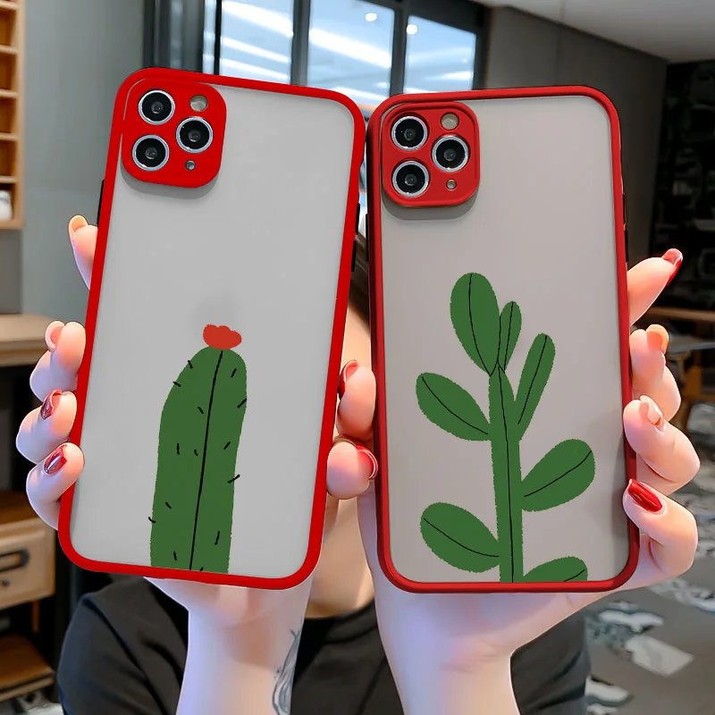 

Flower Cactus Phone Case for iphone X XS MAX XR 6s 7 8 Plus SE 2020 for iphone 11 12 Pro Max Hard Back Matte Shockproof Cover