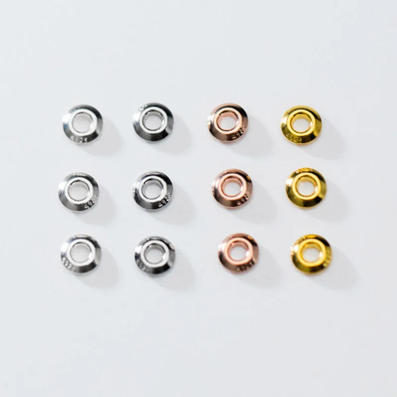 5 шт./лот Стерлинговое Серебро 925 пробы круглые свободные прокладки 3 мм 4 вида