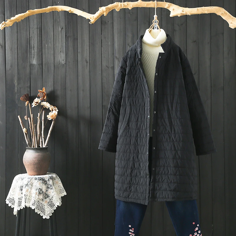 Large size 4XL women's Korean style thin straight cotton jacket 2021 spring autumn new single-breasted mid-length cotton coat 71