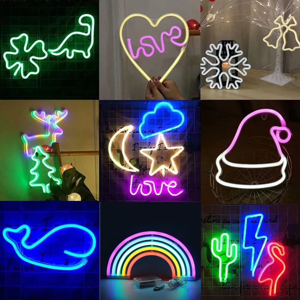 

Creative LED Neon Light Sign 27 Styles Wedding Party Decoration Neon Lamp Valentines Day Anniversary Home Decor Night Lamp Gift