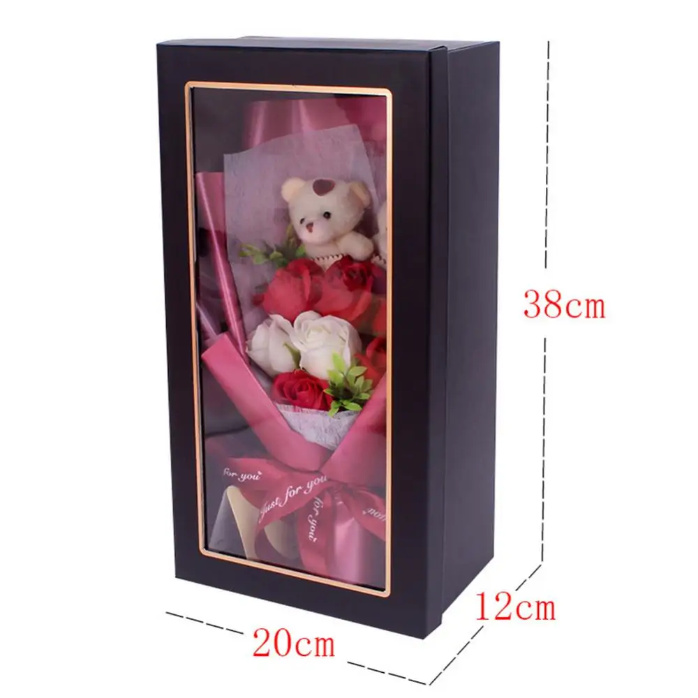 

1 Bouquet Bear Artificial Soap Rose Flower Bear Valentine Day Birthday Gift For Mother's Day