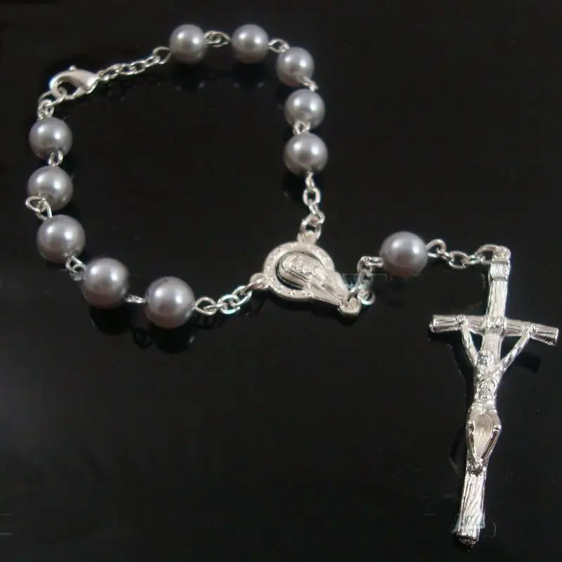 Браслет из стекла с жемчугом и крестом QIGO религиозные украшения | Украшения