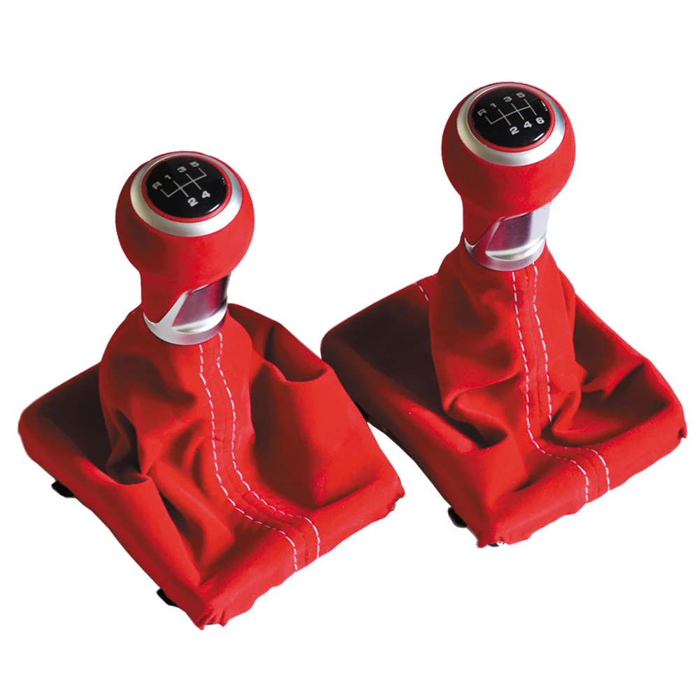 Черный красный замшевый Кожаный Автомобильный 5/6 скоростной ручной рычаг