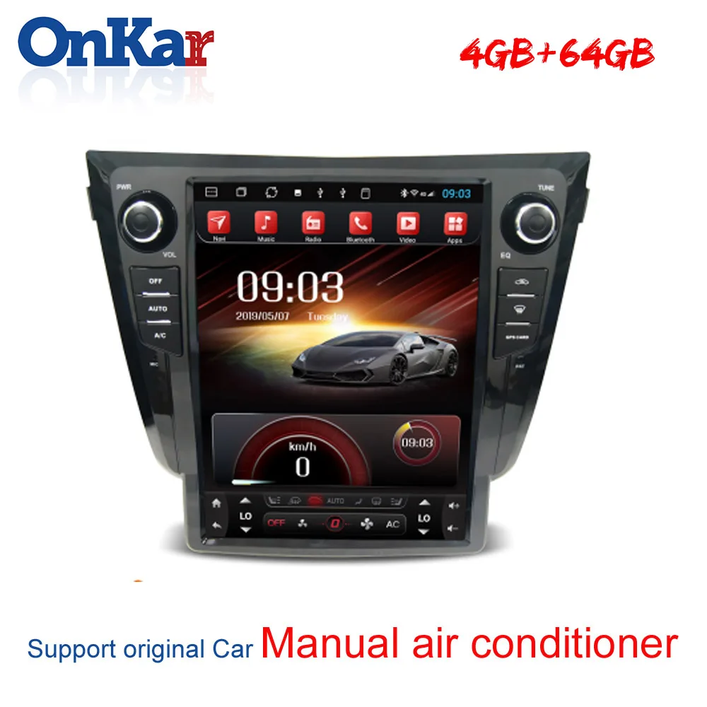 Low Level Manual AC ONKAR 1 Din автомагнитола gps Android 8,1 для Nissan X-Trail Qashqai 12,1 дюймов вертикальный экран ram 4 Гб rom 64 Гб Поддержка управления переменного тока - Цвет: Low Level Manual AC