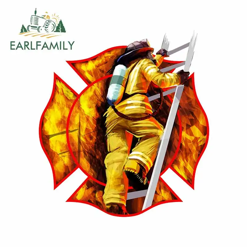 

EARLFAMILY 13cm For Fire Fighter Graffiti Car Stickers DIY Graphics Decal Laptop Waterproof Vinyl Material Decoration