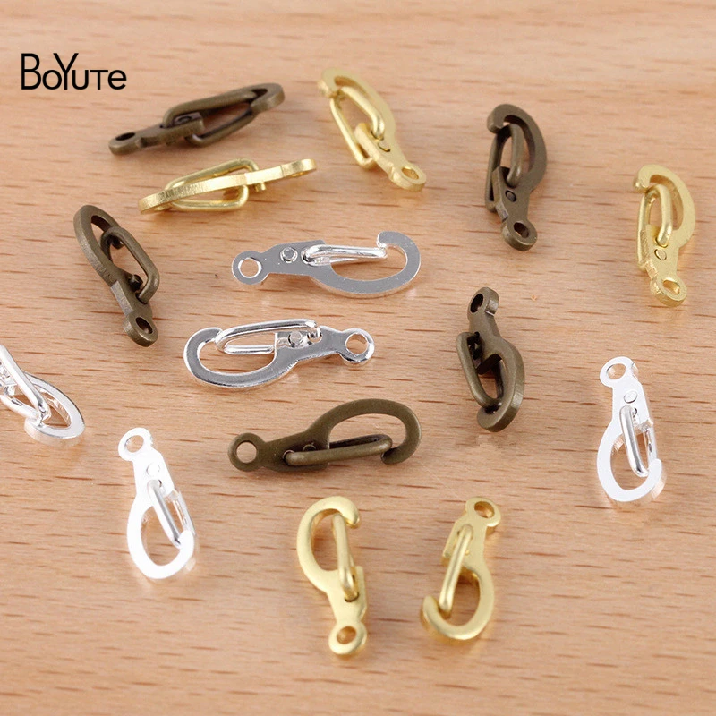 

BoYuTe (100 Pieces/Lot) 8MM Metal Brass Connecting Buckle Small Lock Clasp Diy Handmade Jewelry Materials Wholesale
