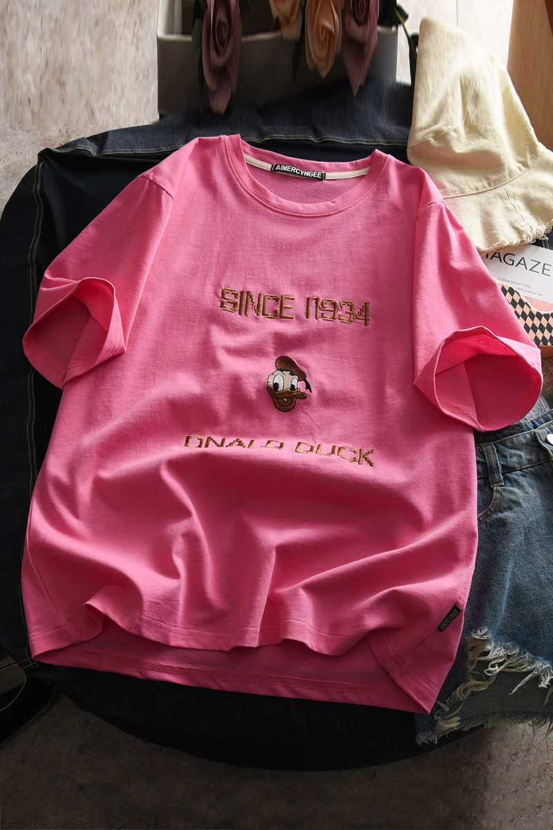

Disney Mickey Mouse Women's Cartoon T-shirt Loose Casual O-Neck Korean Clothes Kawaii Harajuku Clothing Womens Long Sleeve Tops