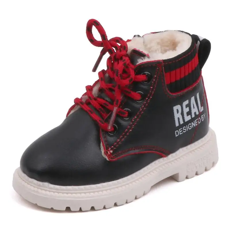 Ботинки детские зимние из хлопка на молнии сбоку для мальчиков и девочек |
