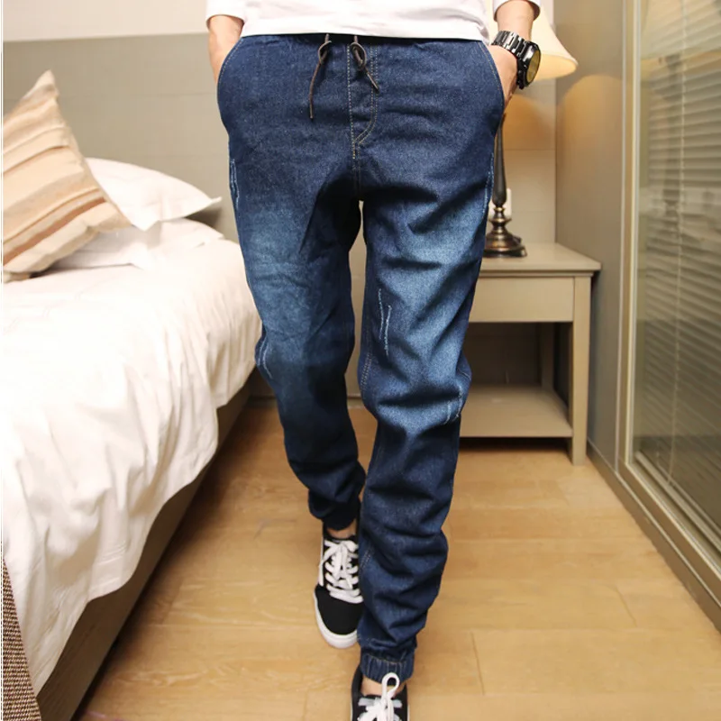 

Spring and autumn Drawstring men's closing trousers binding jeans loose harem pants fashion men's casual teenager leg pants