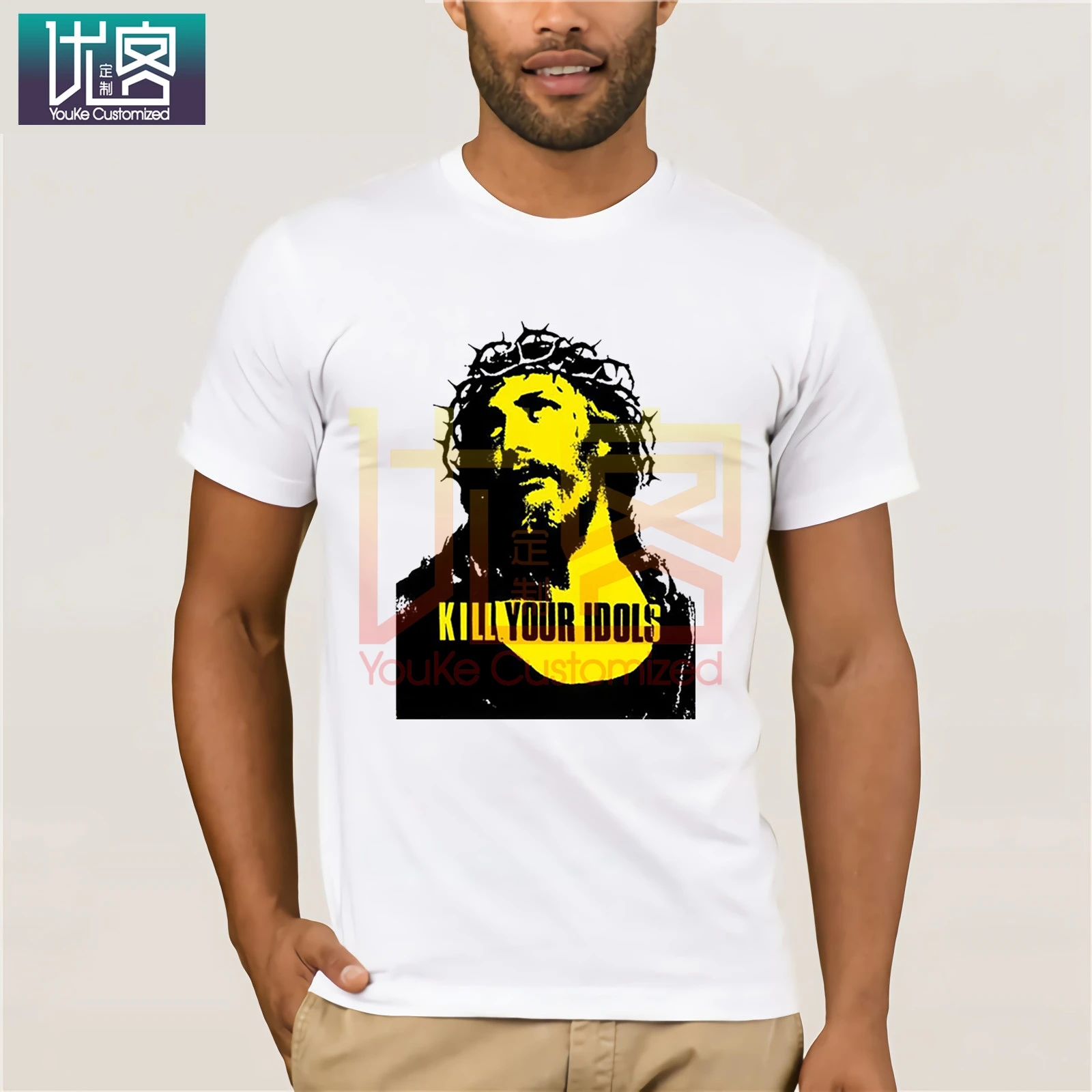 Мужская футболка в стиле рок ролла Kill Your Idols повседневная облегающая с надписью