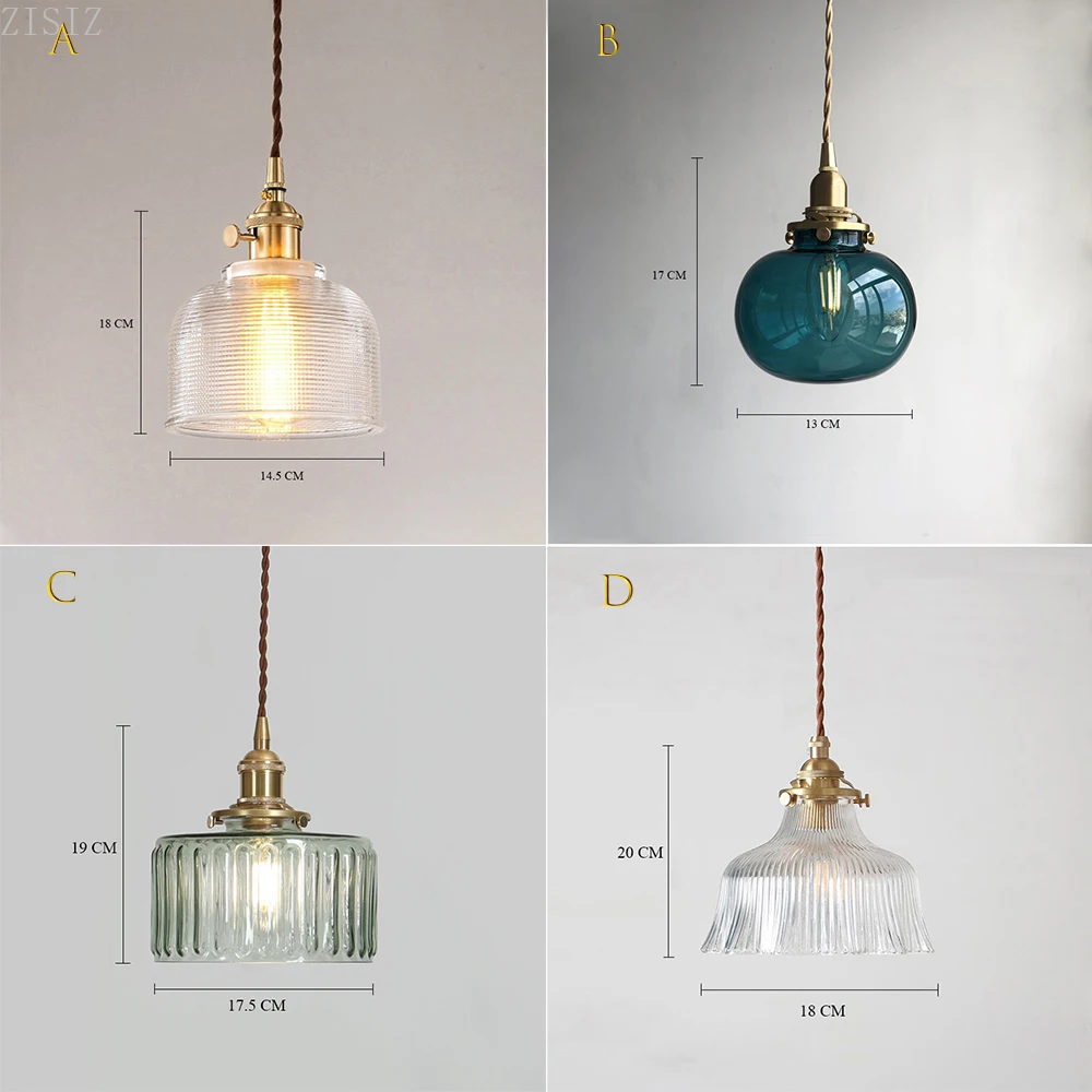 

ZISIZ Color Nordic Pendant Light Lamp Glass Design Deco Led Hanging Light Fixtures Bedroom Modern Copper Japanese Luminaire