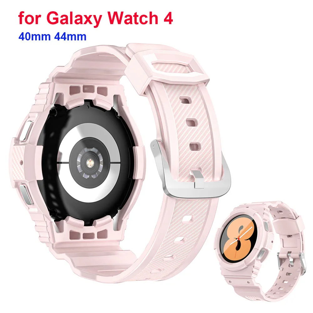

New Luxury Rugged Armor Pro Watchband for Galaxy Watch 4 44mm 40mm Case with Band Strap Pink Bracelet Accessories