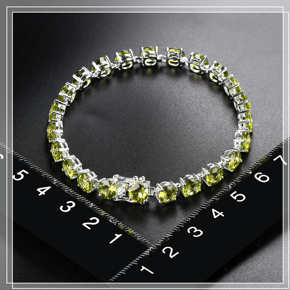 Hutang, 21, 41 ct, натуральный Перидот, твердый, 925 пробы, серебряный, звено, цепочка, браслет для женщин, Круглый, 6 мм, драгоценный камень, хорошее ювелирное изделие, новинка 7,25