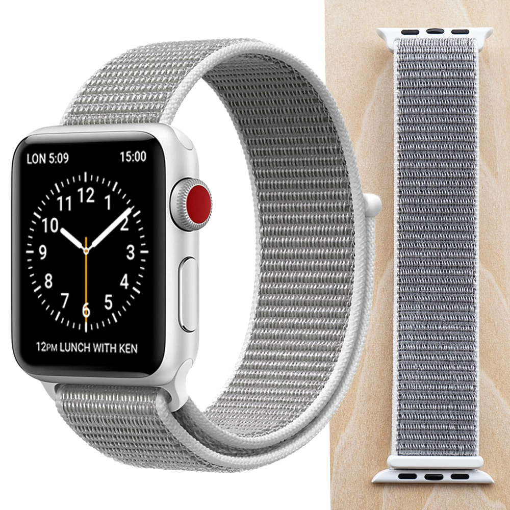 Высококачественный нейлоновый спортивный ремешок для Apple Watch, ремешок 44 мм, серия 5, 4, 3, 2, 1, дышащий тканый ремешок 42 мм, iwatch 40 мм, 38 мм - Цвет ремешка: Seashell
