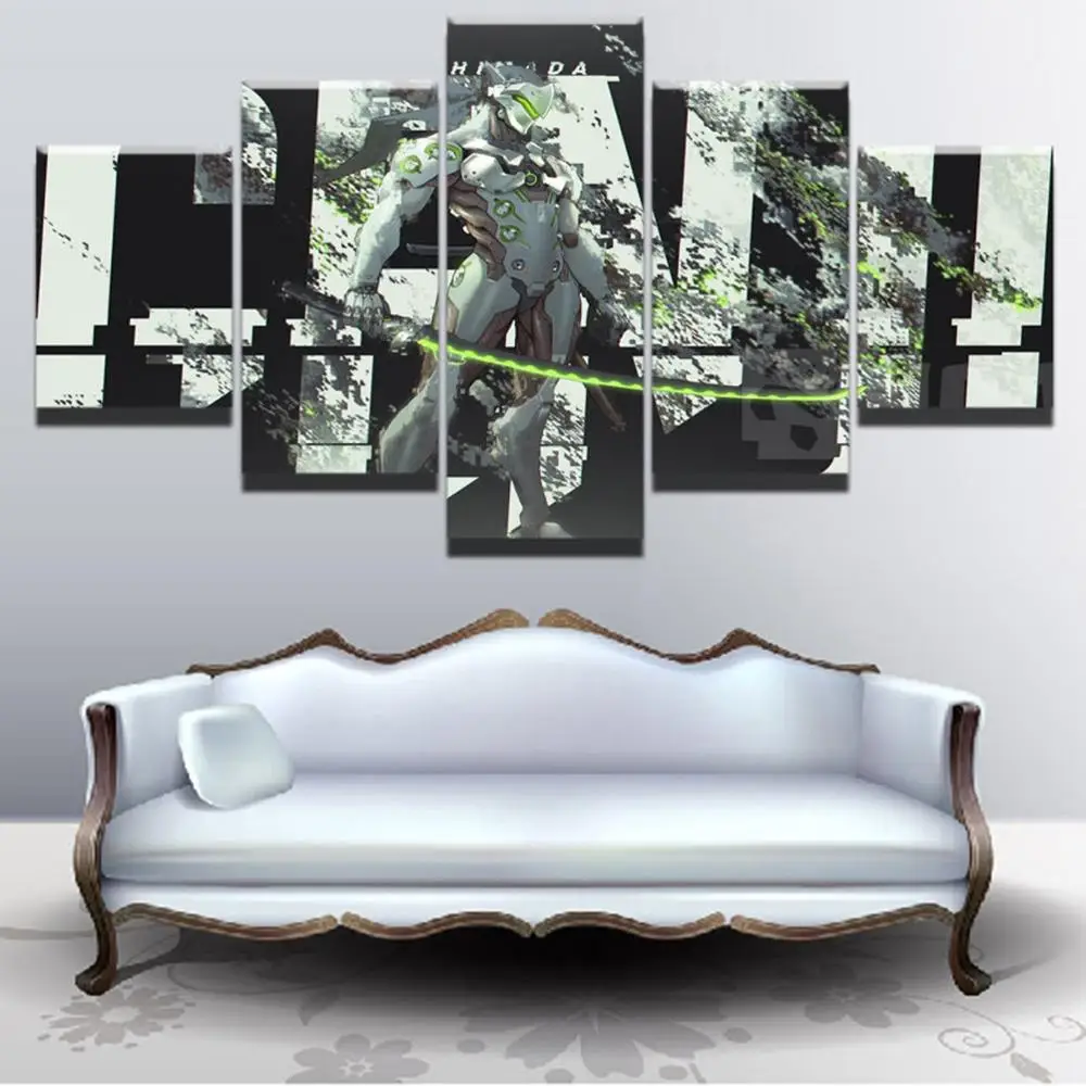 

5 Piece Wall Art Canvas Game Figure Picture Genji Posters And Prints Modern Home Living Room Wall The Decoration Paintings