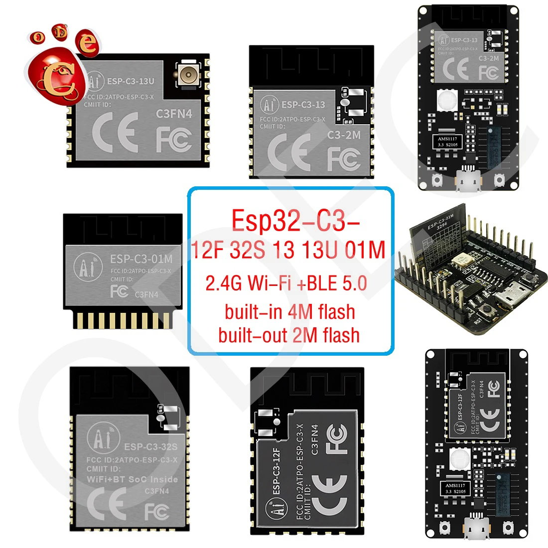 

ESP32-C3 ESP-C3 ESPC3 C3S 12F 13 13U 01M 32S low cost WiFi+ Bluetooth 5.0 series module development board ESP-C3-13 ESP-C3-01M