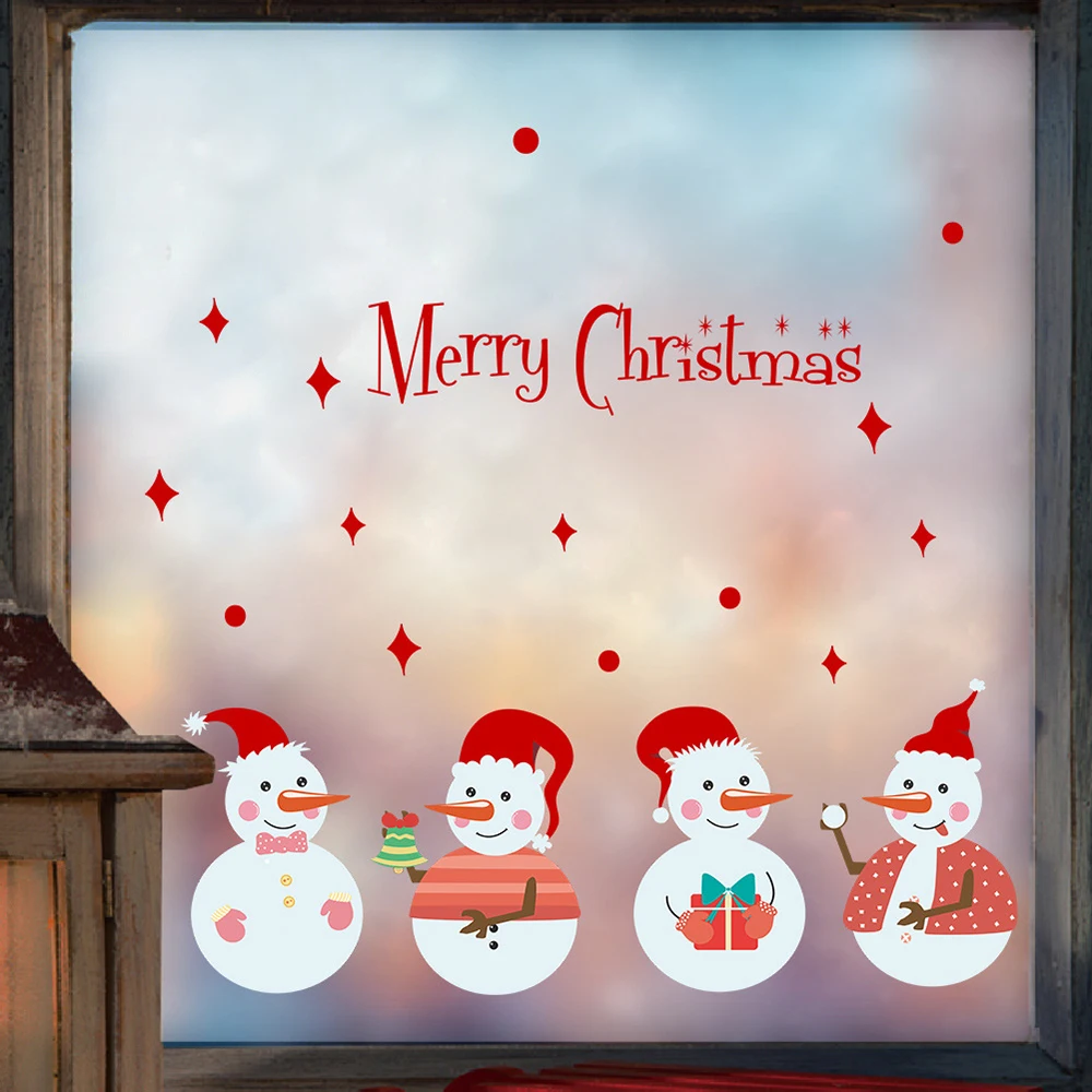 Рождественский фон для окна дивана украшение магазина настенные наклейки