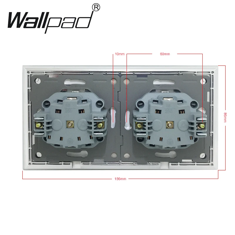 Металлическая двойная Евророзетка с крышкой Wallpad 110 240 В AC Серебристая атласная