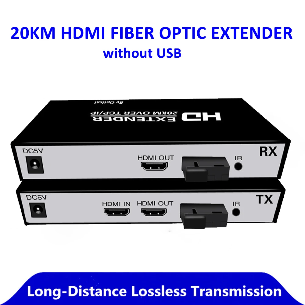 Hot-seller 20KM Transmission Distance IR Remote Support 1080P HDMI KVM Optic Fiber Extender with USB