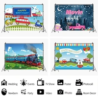 means of transport series cartoon backdrop boy birthday picture party decorate airplane car ship train background photo studio