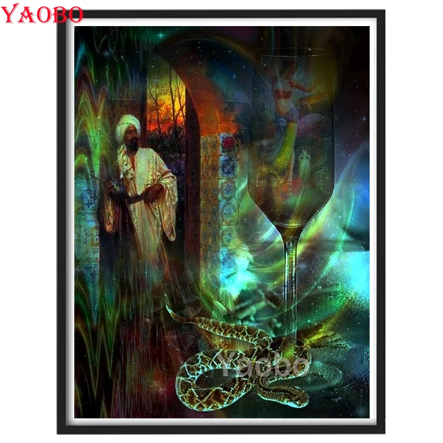 

Алмазная вышивка "индейский человек и Кобра" 5D ", алмазная живопись, вышивка крестиком, полная квадратная Круглая Мозаика, домашний декор