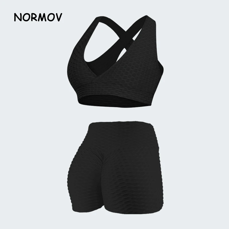 

NORMOV Workout Seamless Yoga Set Women Sports Top and Pants Anti Cellulite 2/Piece Sets Workout Tracksuits Shorts Leggings Suits