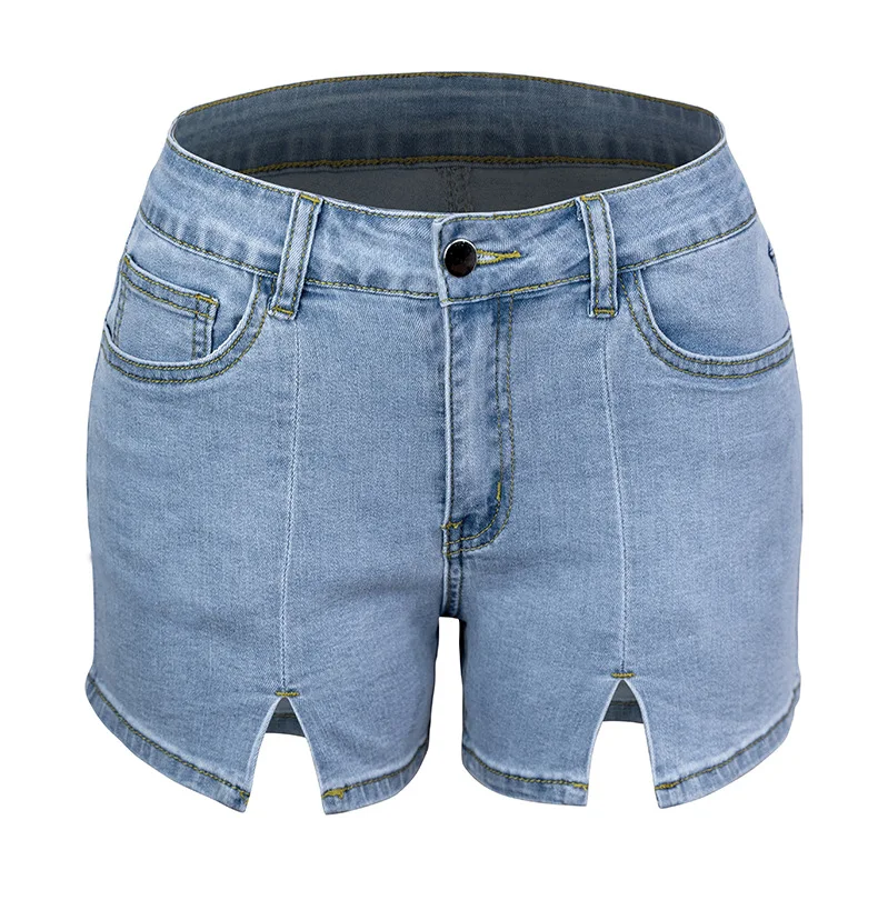 

2021 Summer Fashion Casual Women's Denim Shorts Temperament High Waist Slim Jeans Hot Girl Sexy Slit Shorts Gift