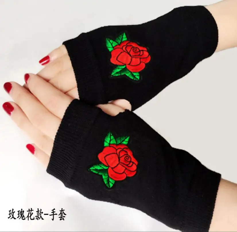 Осенне зимние Новые Вязаные перчатки с цветком розы|Женские перчатки| |