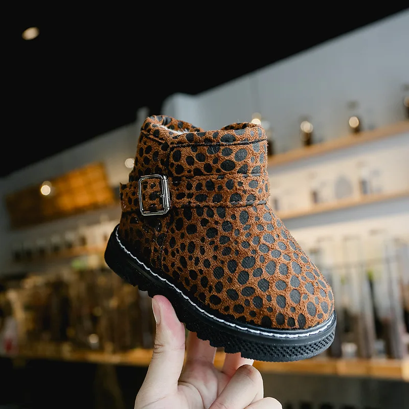 Детские замшевые зимние ботинки JUSTSL для маленьких девочек и мальчиков Плотные