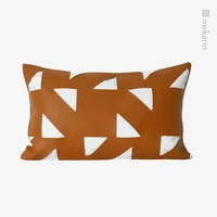 Nordic model room living room pillow orange triangle leather cutting pillow sales showroom soft bed sofa decorative pillow
