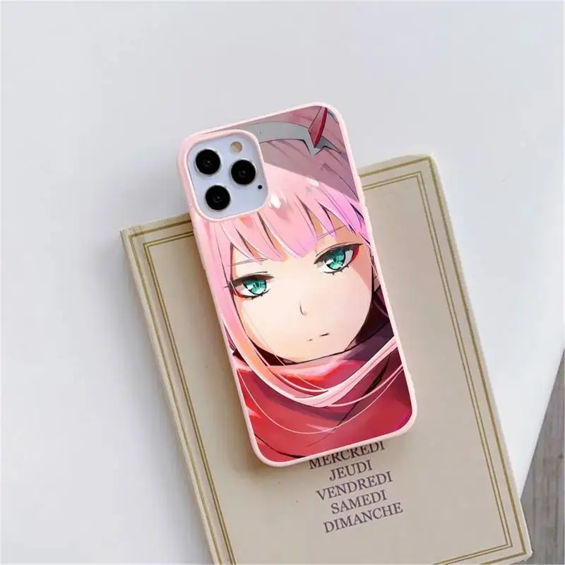 

Zero Two Darling in the FranXX Anime Phone Case Pink Candy Color for iPhone 11 12 mini pro XS MAX 8 7 6 6S Plus X SE 2020 XR