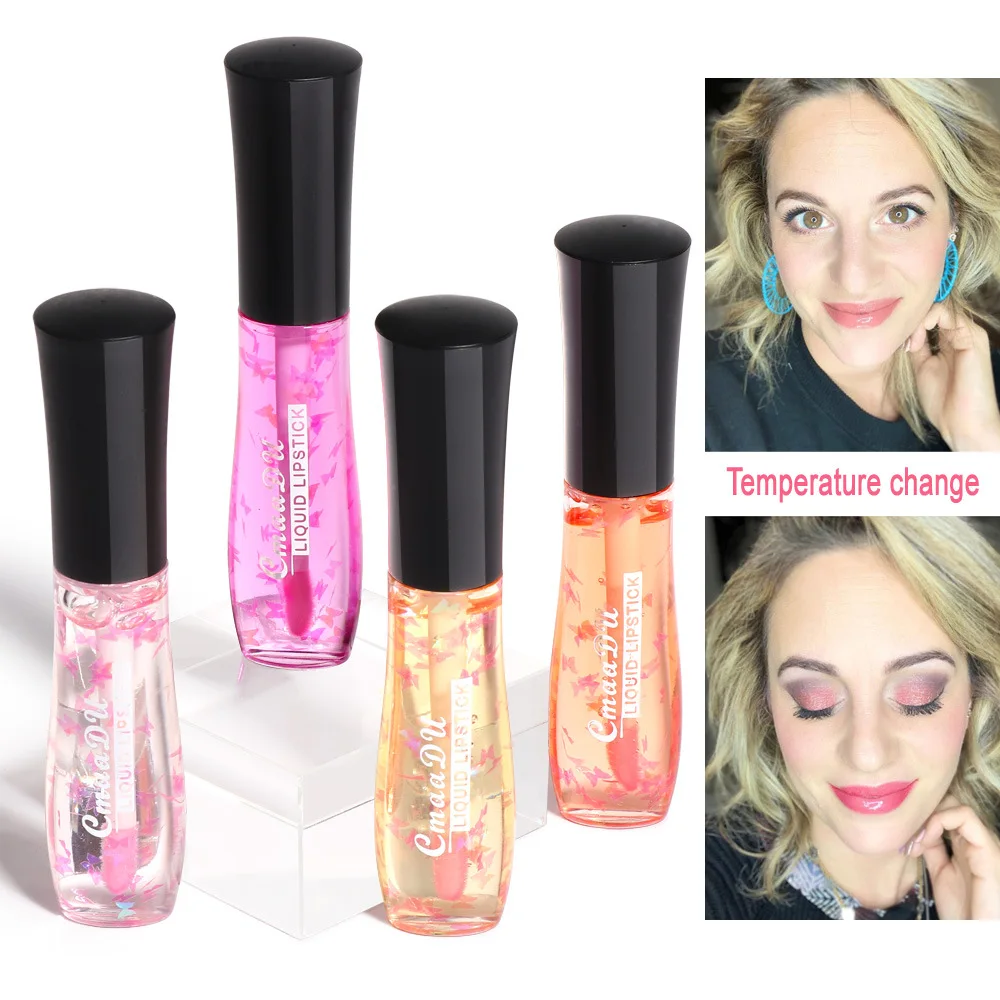 

4-color sequins temperature-sensitive color-changing lip glaze moisturizing lipstick lasting waterproof lip gloss moist.