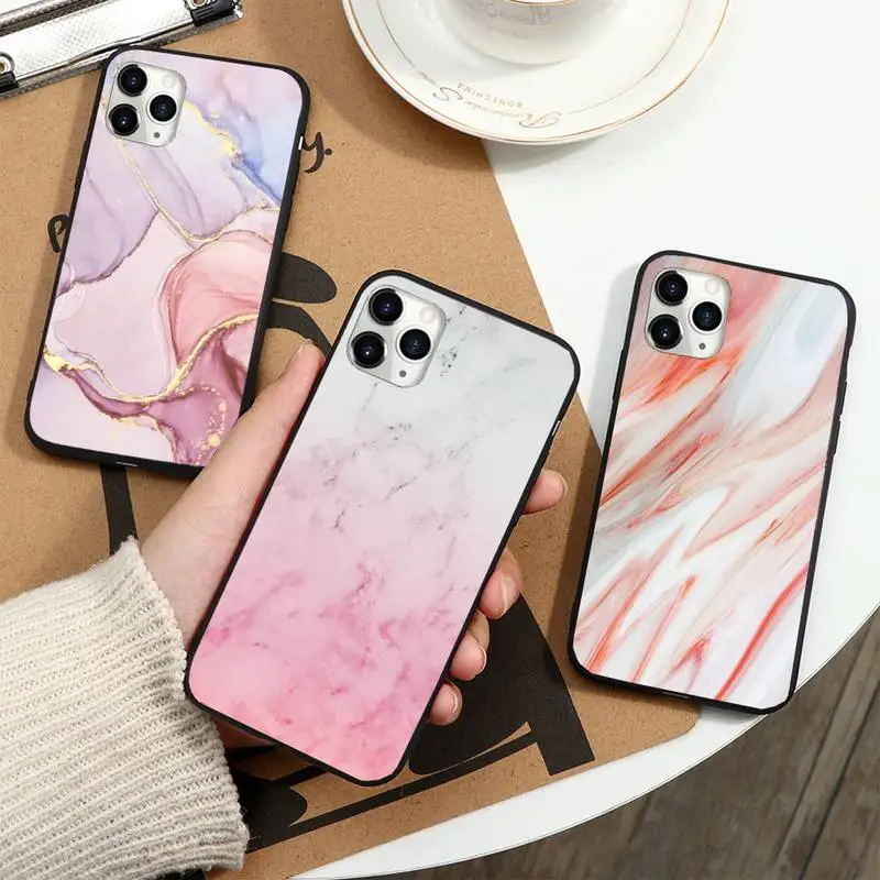 

Color marble pink texture Phone Case For iphone 12 11 13 7 8 6 s plus x xs xr pro max mini