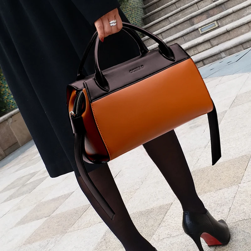 

Ladies Hand Bags Genuine Leather Bags Shoulder Portable Large Capacity Bags 2021 New Fashion Messenger Bags Simple Saffiano Bags