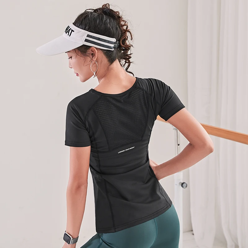 Женская спортивная рубашка для йоги быстросохнущая футболка бега одежда фитнеса