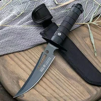 g10 black fiber straight knife tactical knife sharp hunting knife self defense knife nylon sleeve
