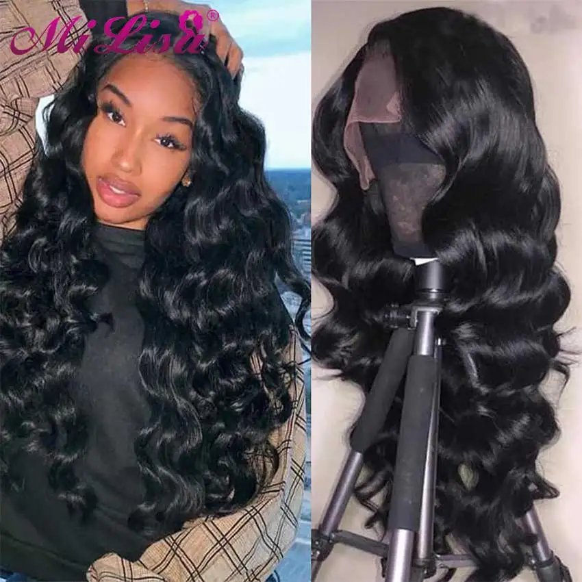 

Loose Deep Wave Wig Lace Front Human Hair Wigs Natural Wavy Remy Hair Pre Plucked 13x6 Transparent Lace Frontal Wig for Women