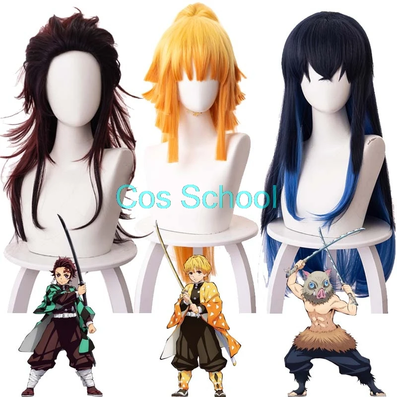 Парики для косплея камадо танджиро женские волосы в школьном стиле рассекающий