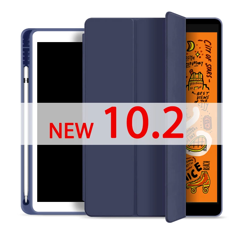 Для ipad чехол карандаш держатель Funda для ipad 6-го поколения для ipad Mini 5 ipad 10,2 / 9,7 чехол - Цвет: Dark blue10.2