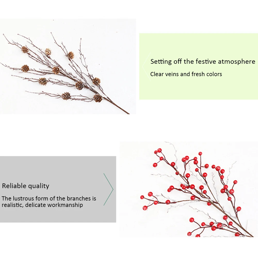 Рождественский ягодный искусственный сосновый конус красные фрукты для