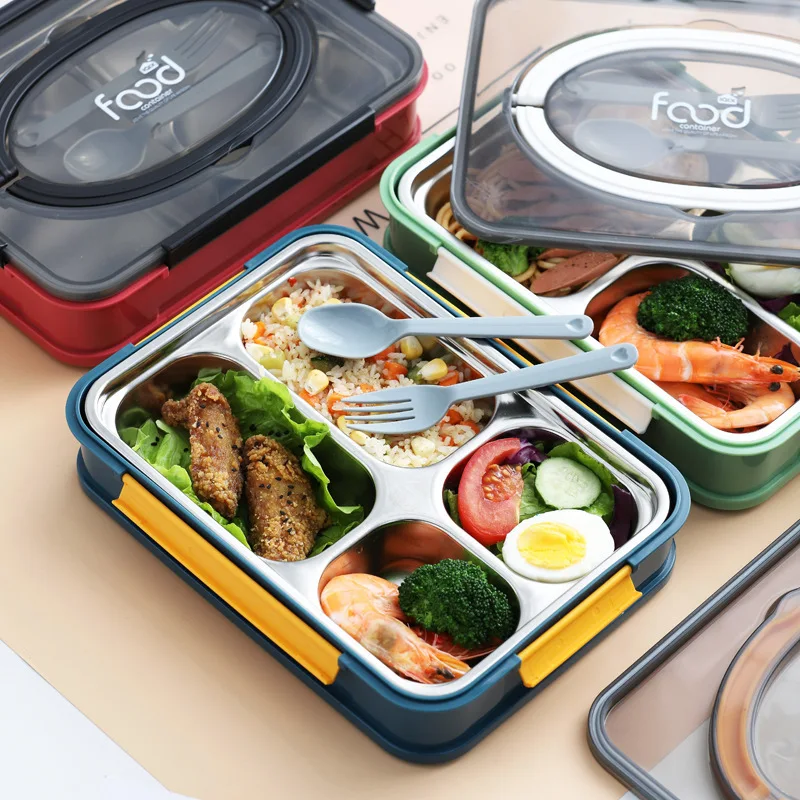 

304 stainless steel lunch box with tableware, soup cup, student lunch box, portable and multifunctional lunch box