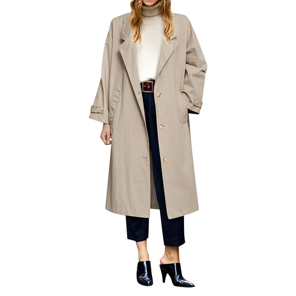 Осенне-зимний женский длинный теплый Тренч размера плюс Модный повседневный