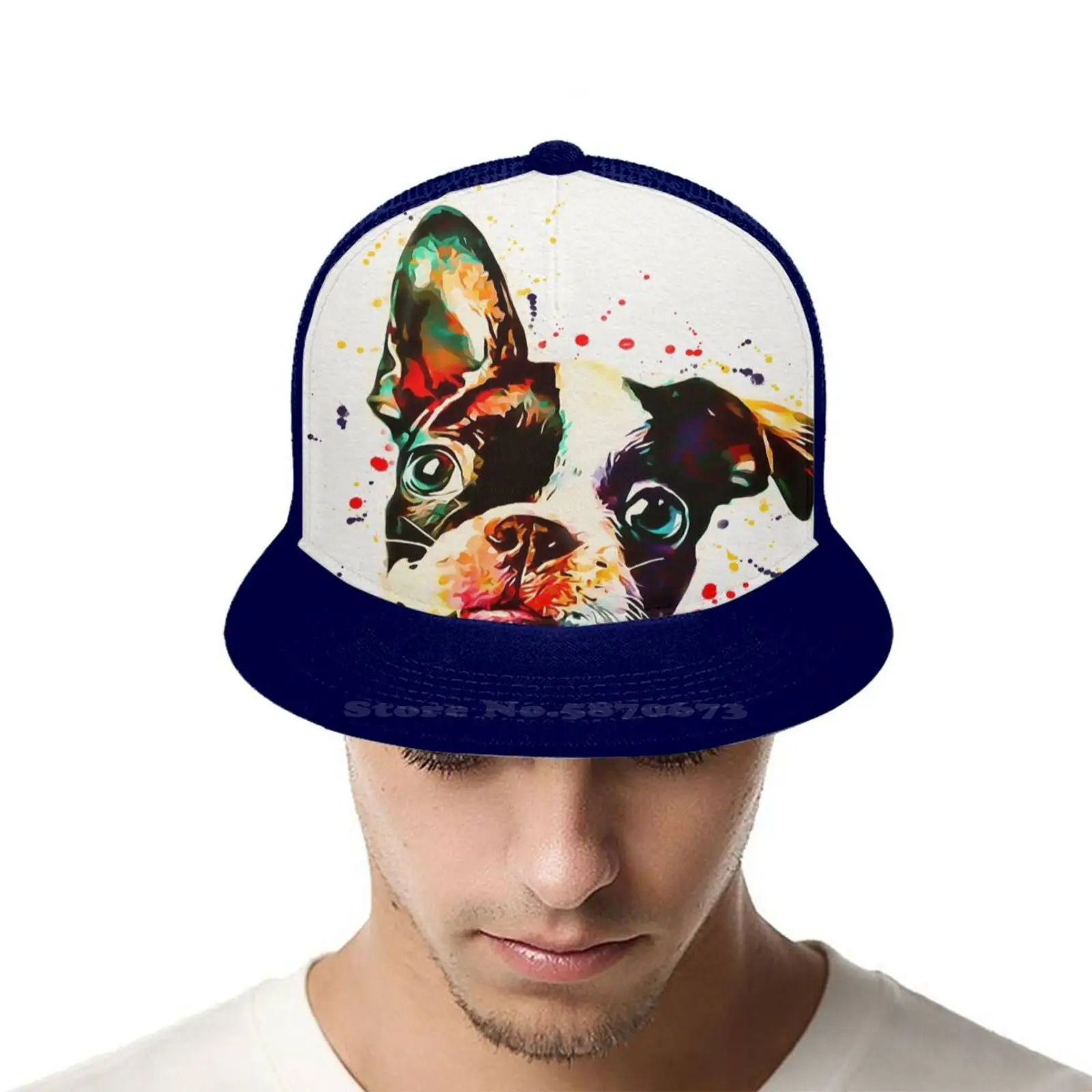 Акварельная шапка Boston Terrier в стиле хип-хоп модная кепка для собак Бостон-терьер