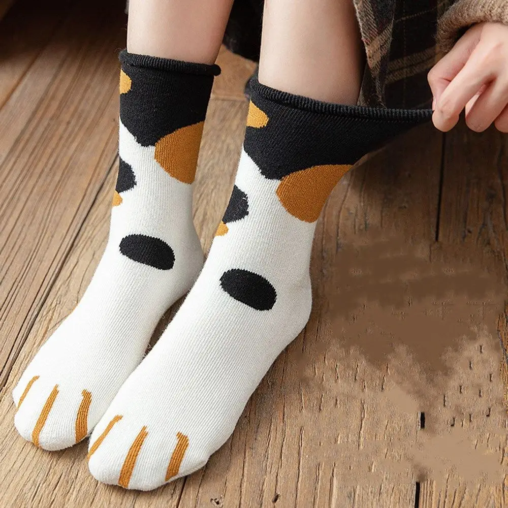 

Funny Cute Style Cat Paw Cartoon Pattern Women Cotton Socks Super Soft Gift For Female Stay in the house Sleeping Floor Sox