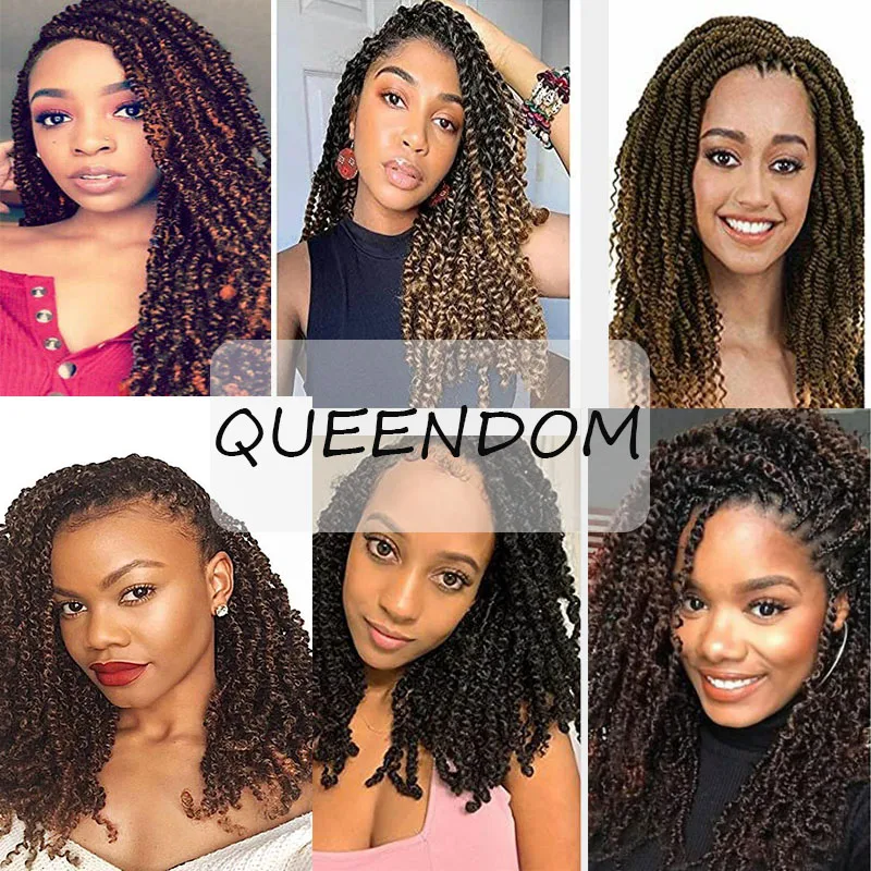 

Ombre Spring Twist Hair Curly Ends Crochet Braids 12 " Synthetic Wavy Braiding Hair Extensions Soft Dreadlocks for African Women
