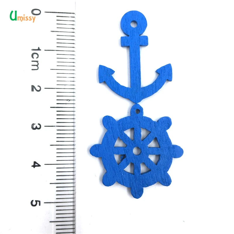 50 шт. микс деревянных кнопок морской руль узор из якорей скрапбук ремесла кнопки