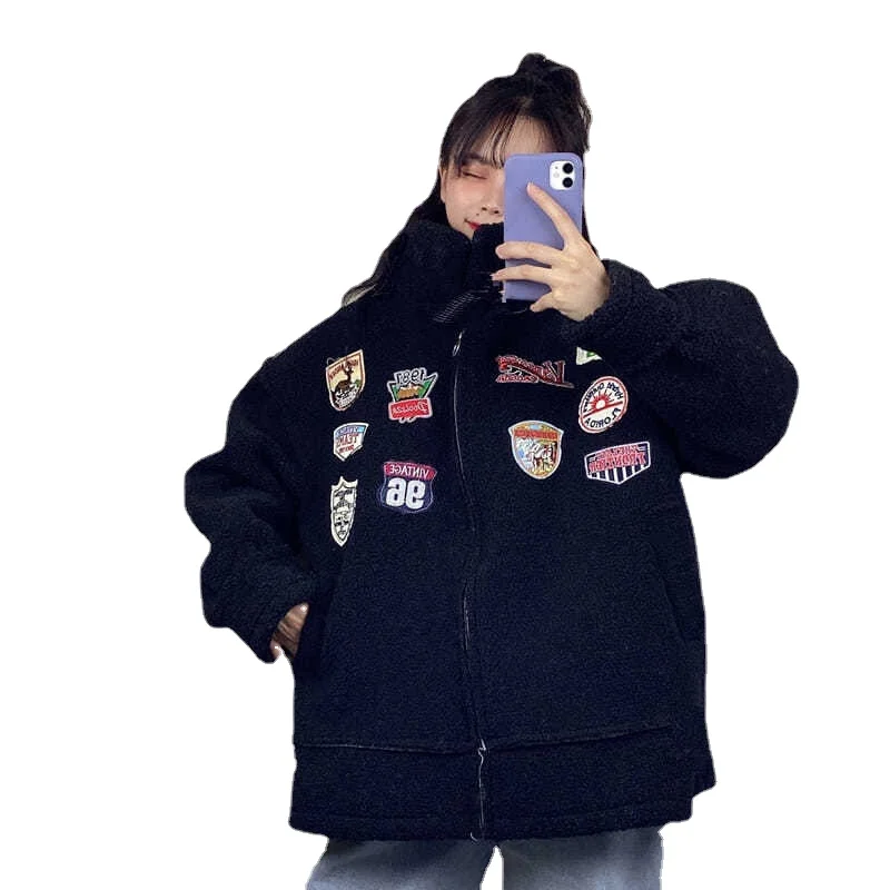 Женский кардиган с имитацией овечьей шерсти куртка большого размера на осень и