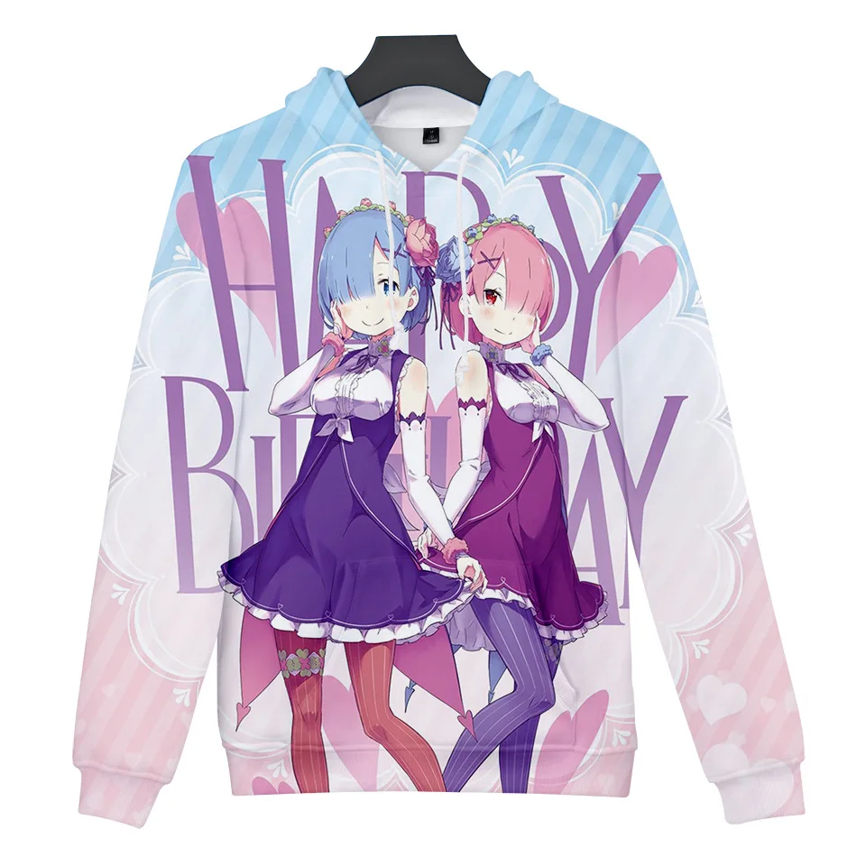 Natsuki Subaru Толстовка Re ZERO пусковая Аниме толстовки Rem Ram для женщин/мужчин Emilia пары Косплей куртка свитер Одежда